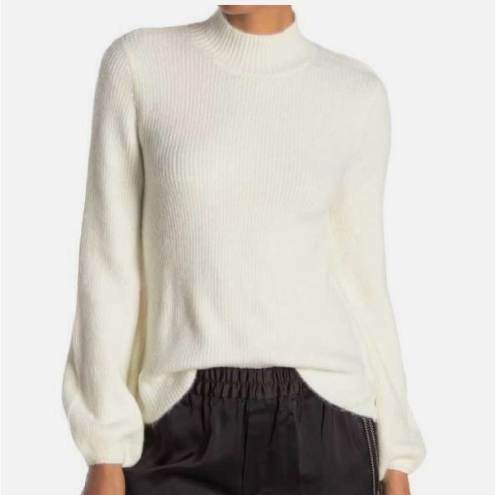 Rachel Roy balloon sleeve mock neck sweater, gray size XS